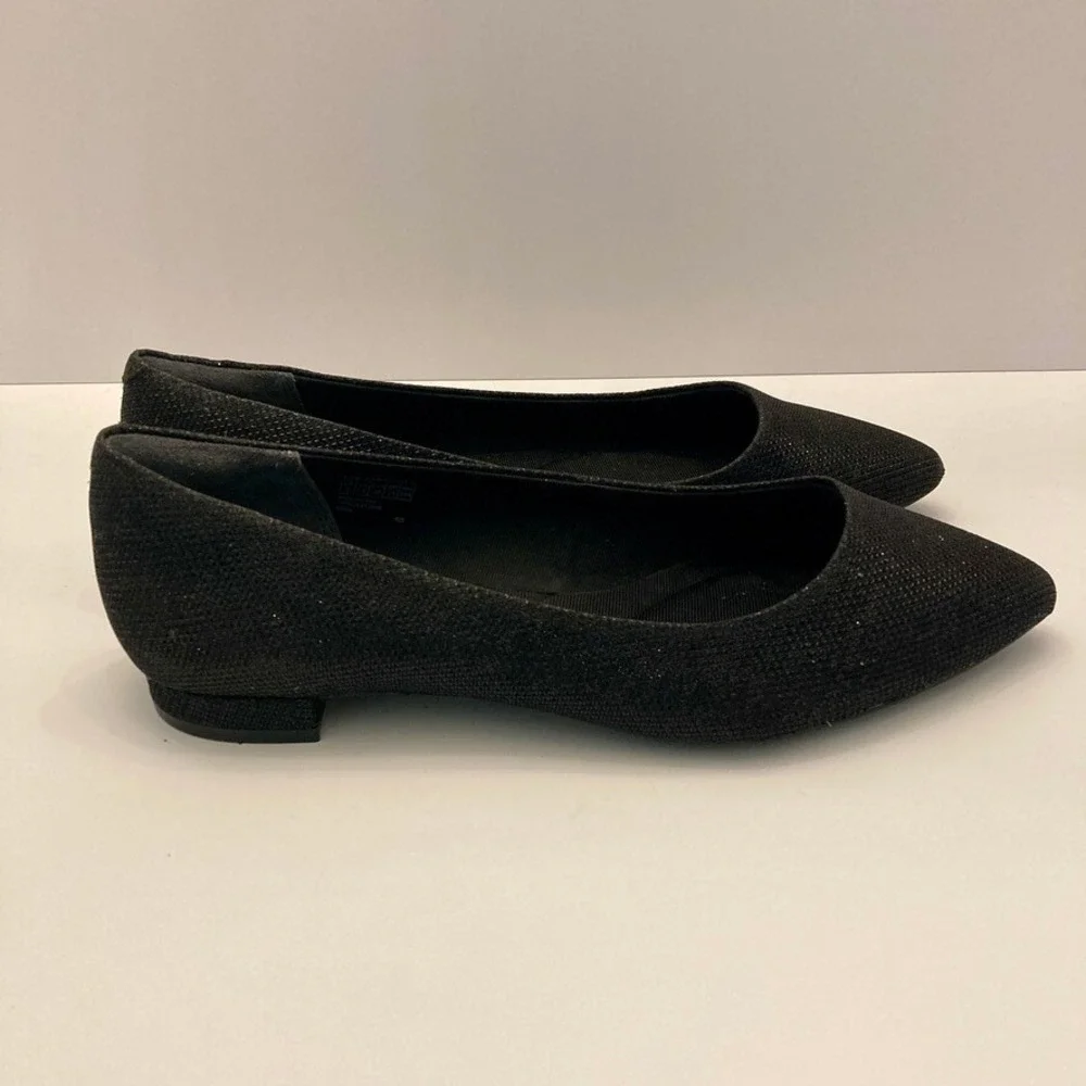NEW Rockport Adelyn Total Motion Trutech Flat Black Canvas‎ Sparkle Womens 8 M
